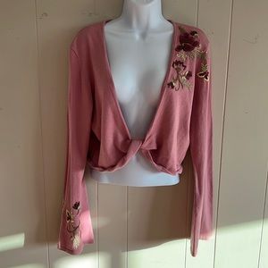 Bisou Bisou Pink Crop Sweater Top XL